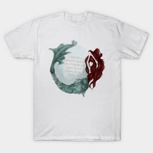 Anais Nin Mermaid Quote Red Hair Watercolor Mermaid Silver Sparkles T-Shirt